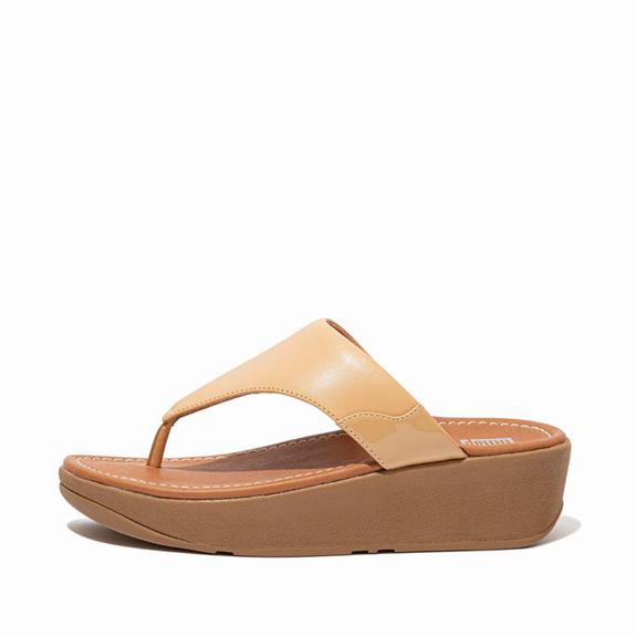 Fitflop Myla Leather Faux Toe Post Sandals Orange/Gold Womens - South Africa (ECNR40351)